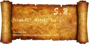 Simkó Mihály névjegykártya